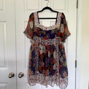 Sunny Leigh, size XL, babydoll top, 100% silk